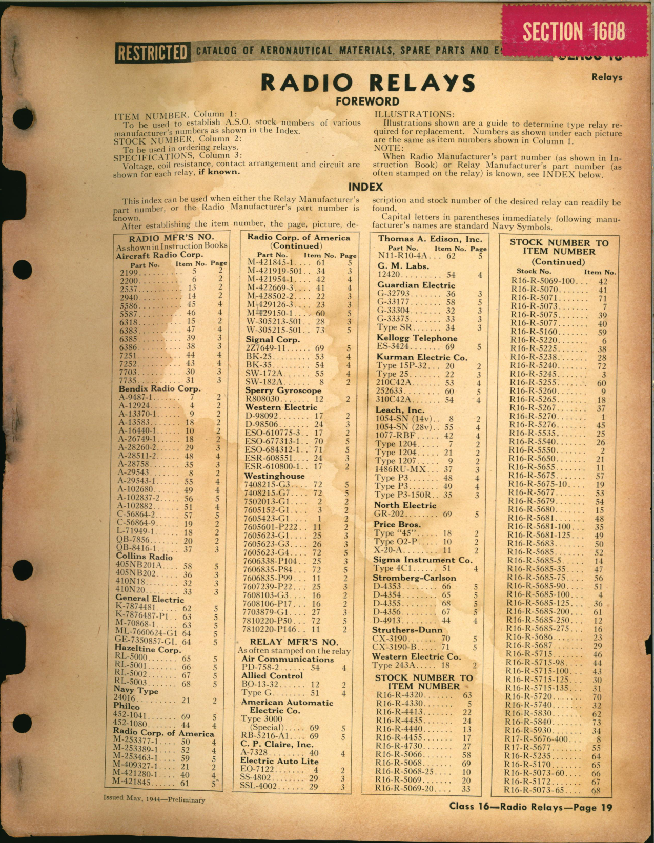 Sample page 1 from AirCorps Library document: Radio Relays