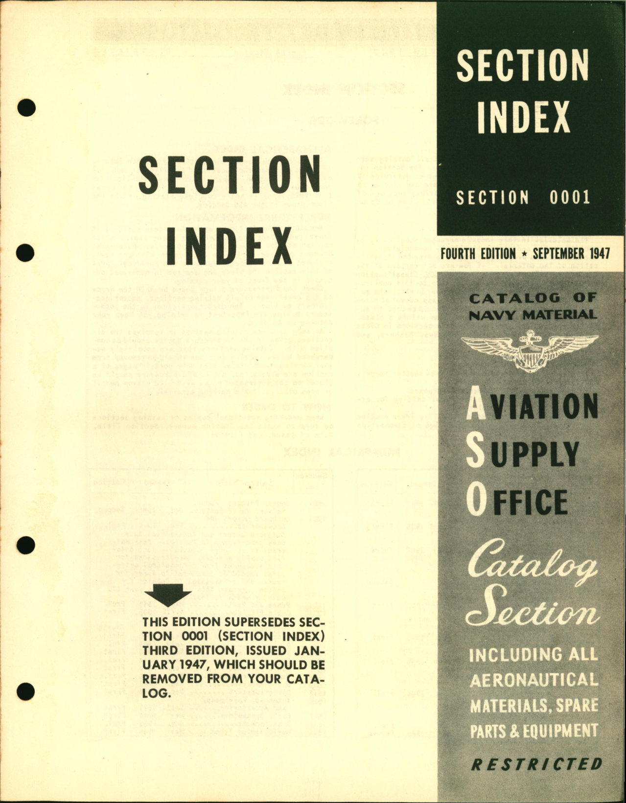 Sample page 1 from AirCorps Library document: Section Index