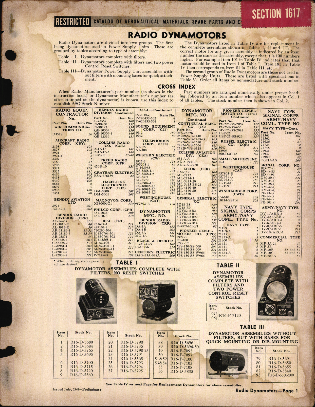 Sample page 1 from AirCorps Library document: Radio Dynamotors