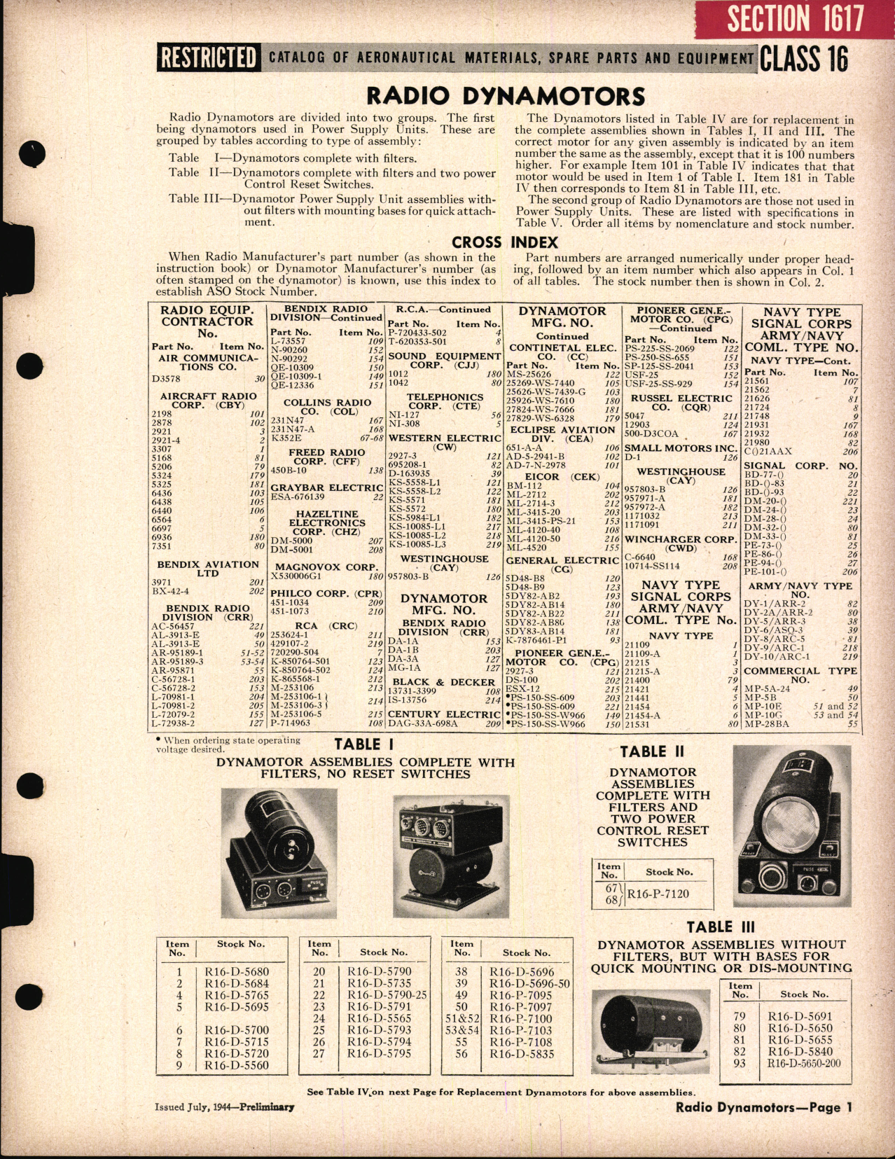 Sample page 1 from AirCorps Library document: Radio Dynamotors