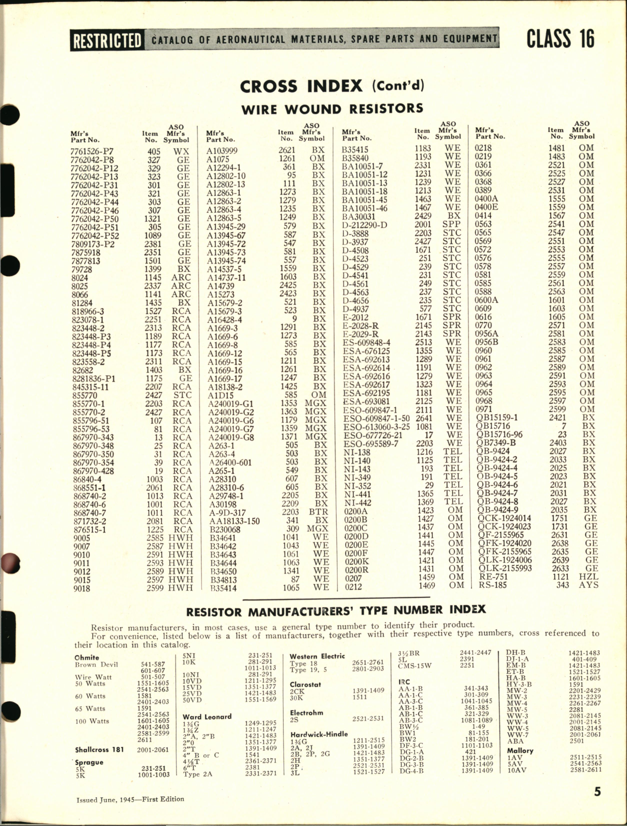 Sample page 5 from AirCorps Library document: Wire Wound Resistors