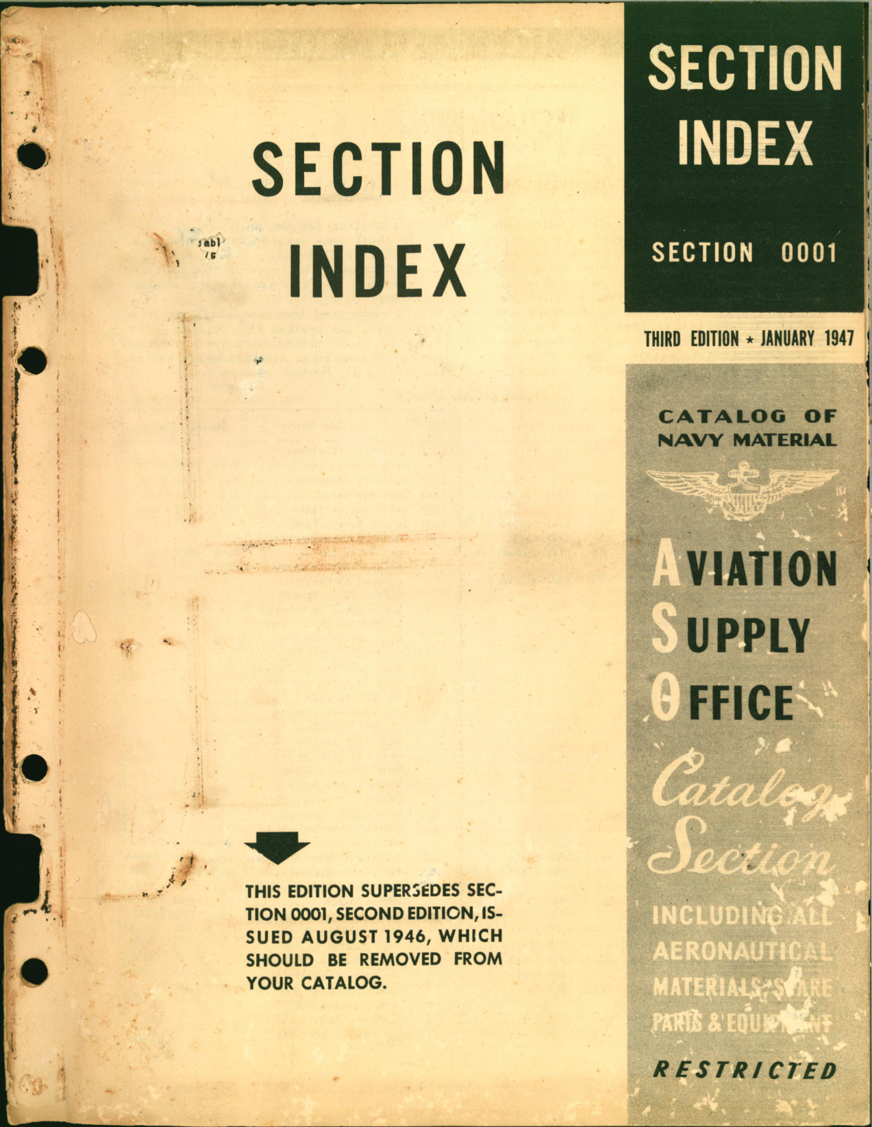 Sample page 1 from AirCorps Library document: Section Index