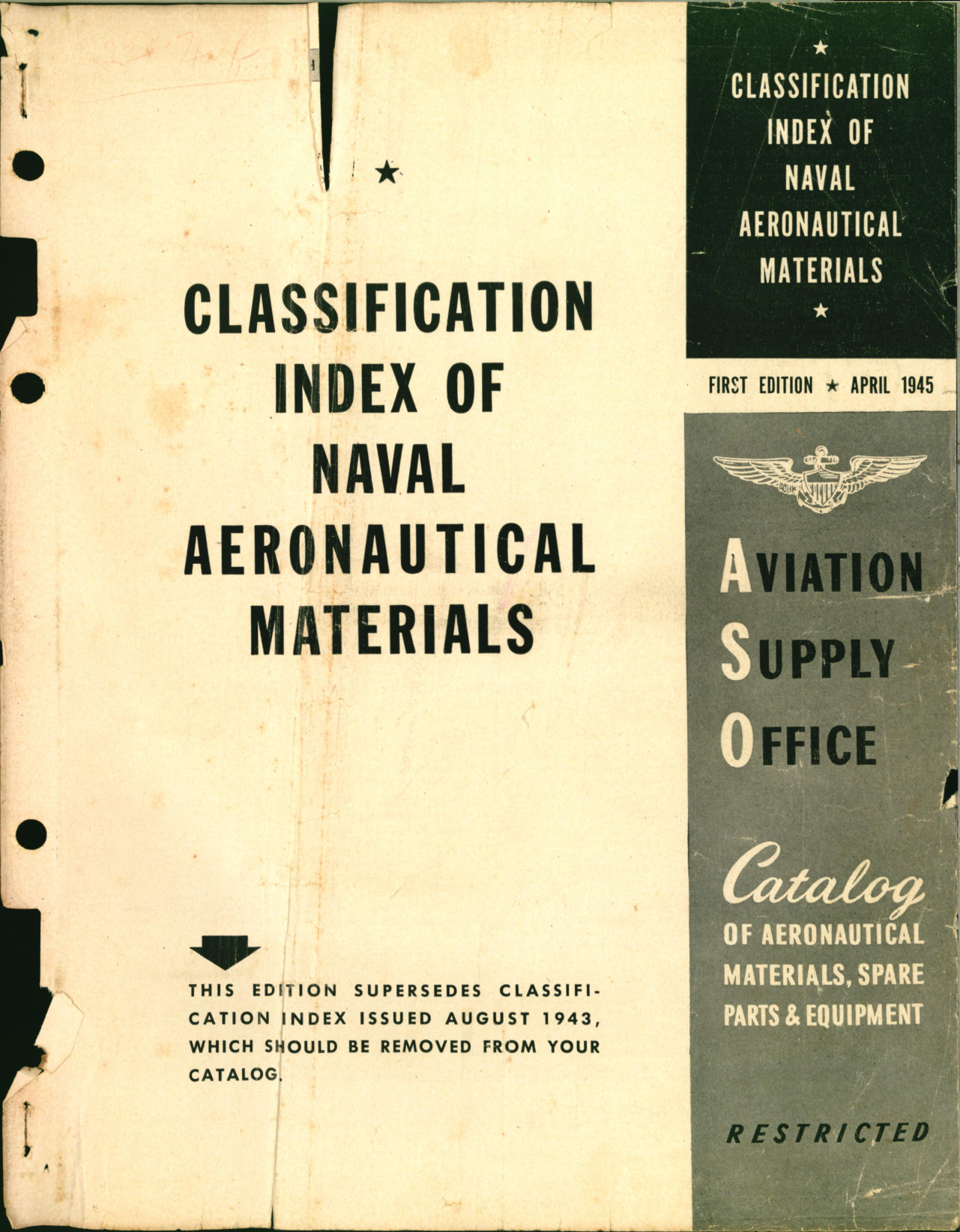 Sample page 1 from AirCorps Library document: Classification Index of Naval Aeronautical Materials 