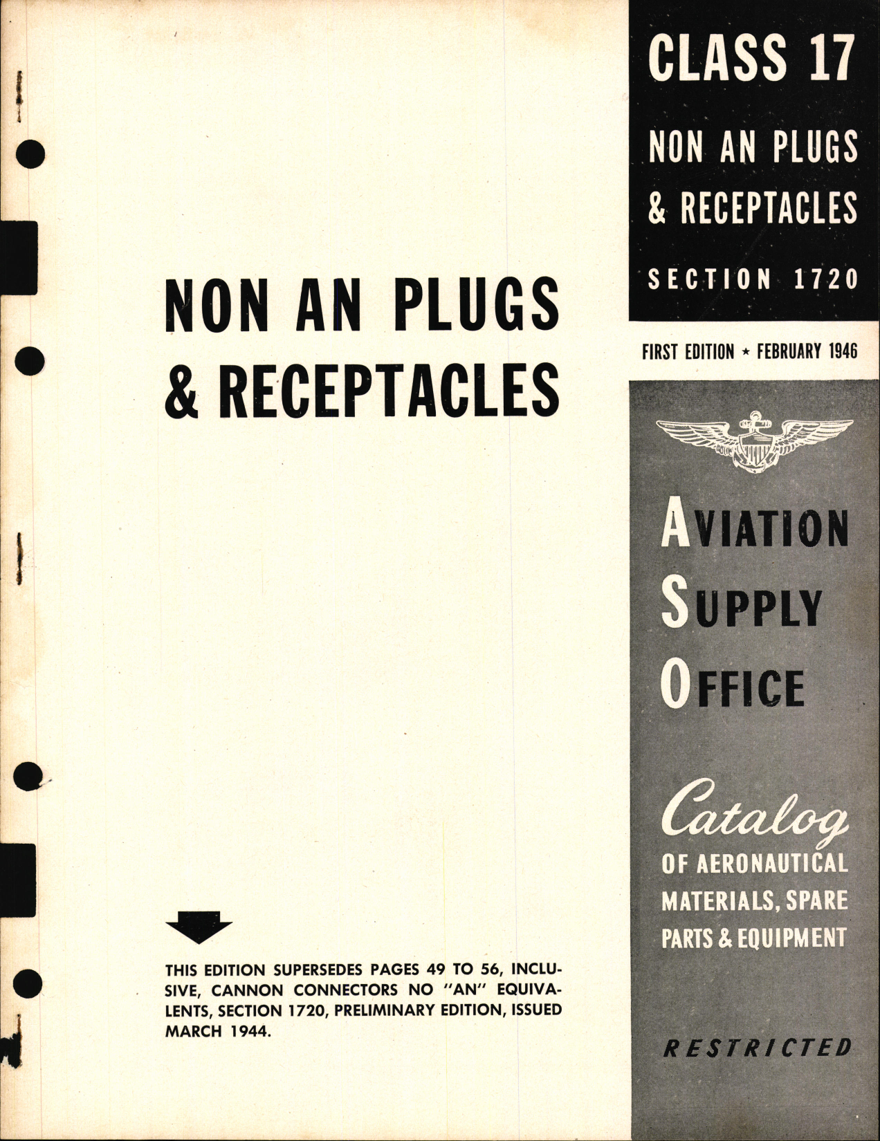 Sample page 1 from AirCorps Library document: Non AN Plugs and Receptacles