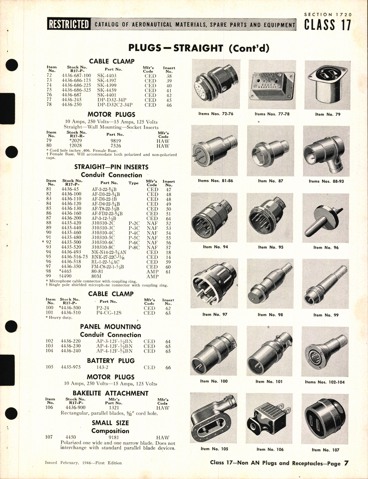 Sample page 7 from AirCorps Library document: Non AN Plugs and Receptacles