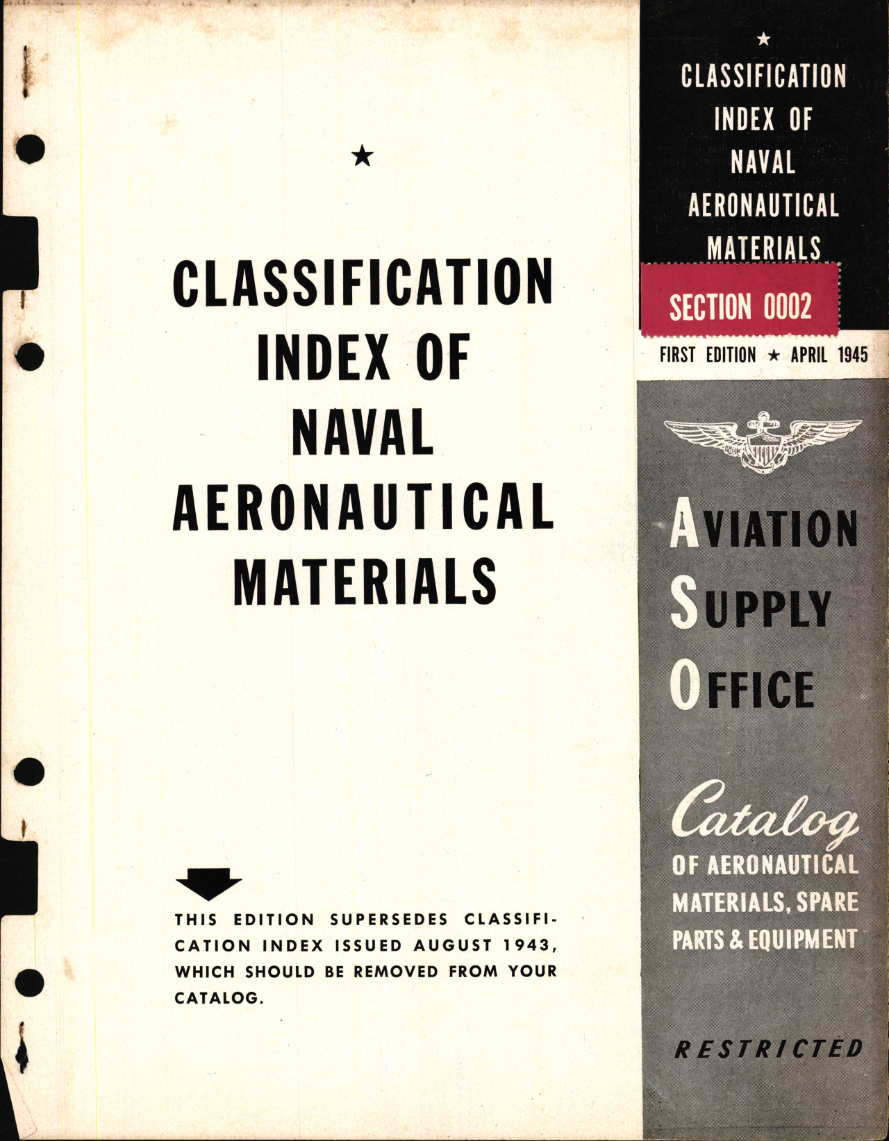 Sample page 1 from AirCorps Library document: Classification Index of Naval Aeronautical Materials