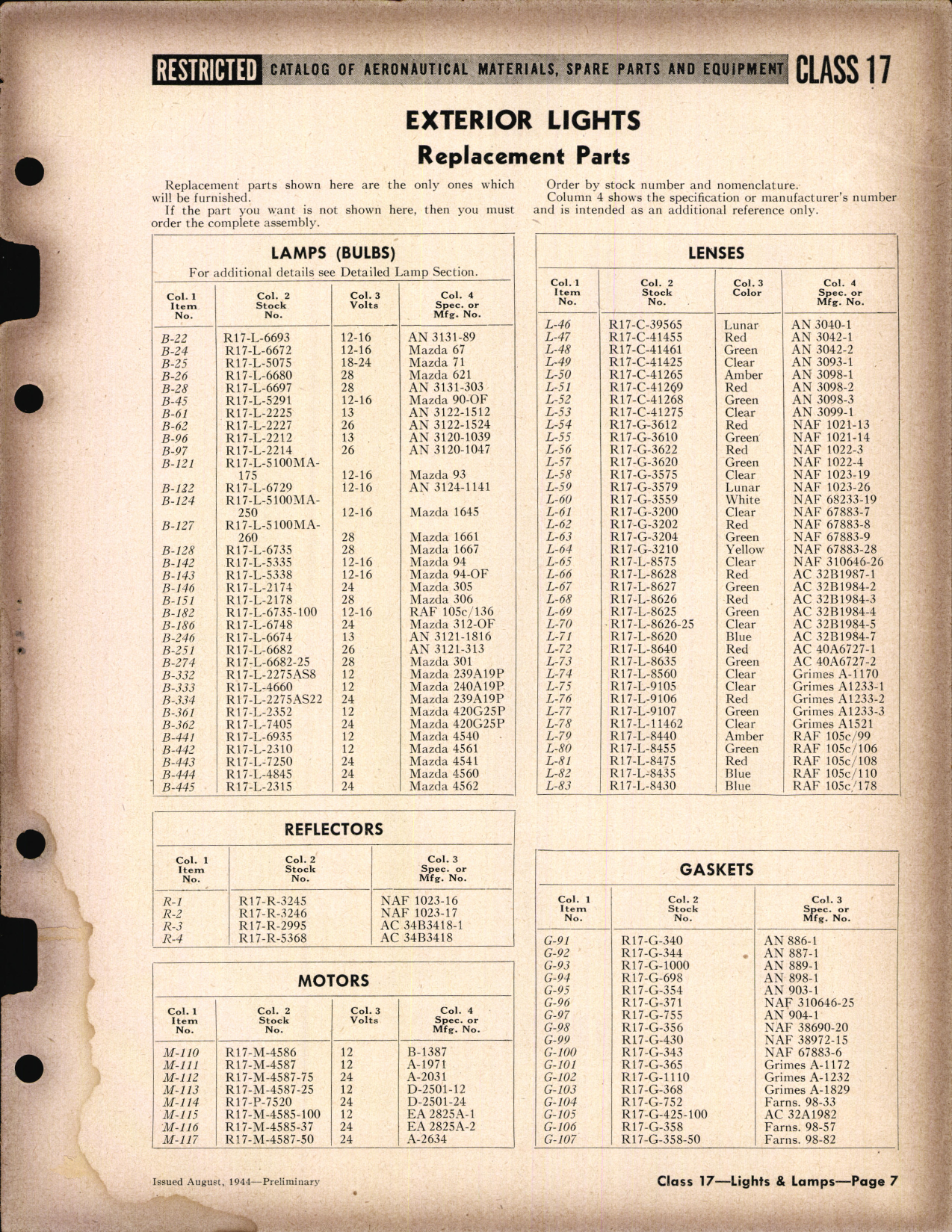 Sample page 7 from AirCorps Library document: Lights and Lamps