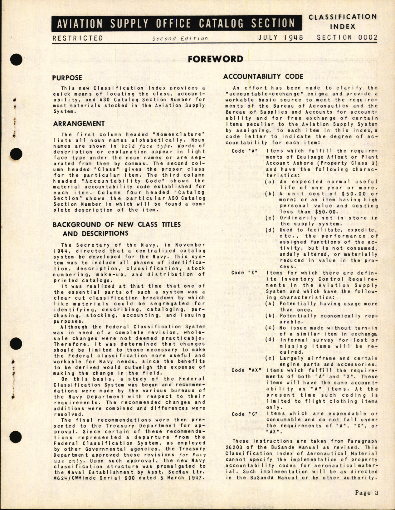 Sample page 5 from AirCorps Library document: Classification Index of Naval Aeronautical Materials