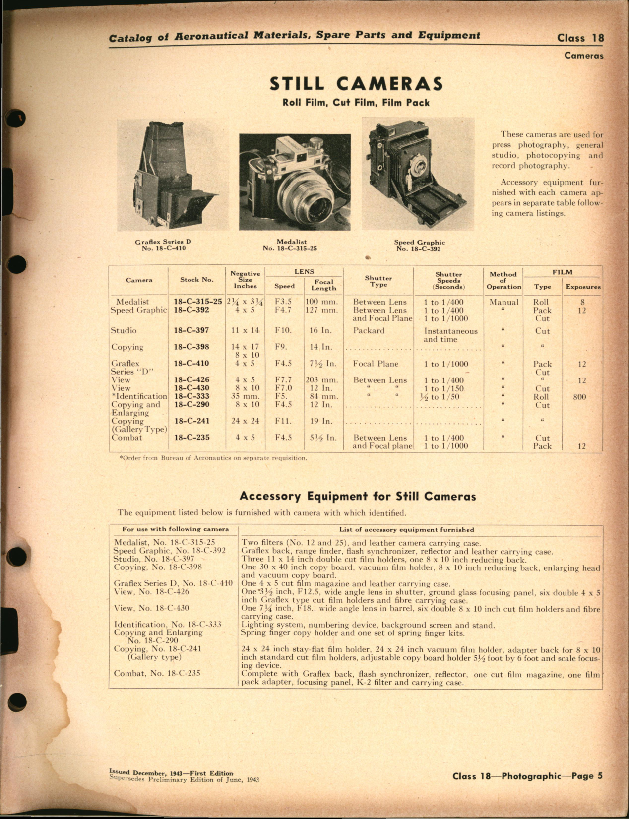 Sample page 5 from AirCorps Library document: Photographic Equipment and Supplies