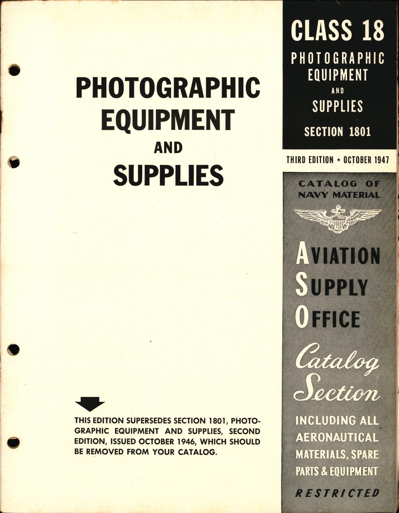 Sample page 1 from AirCorps Library document: Photographic Equipment and Supplies
