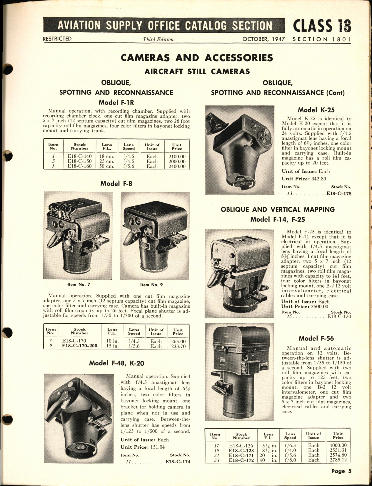 Sample page 5 from AirCorps Library document: Photographic Equipment and Supplies