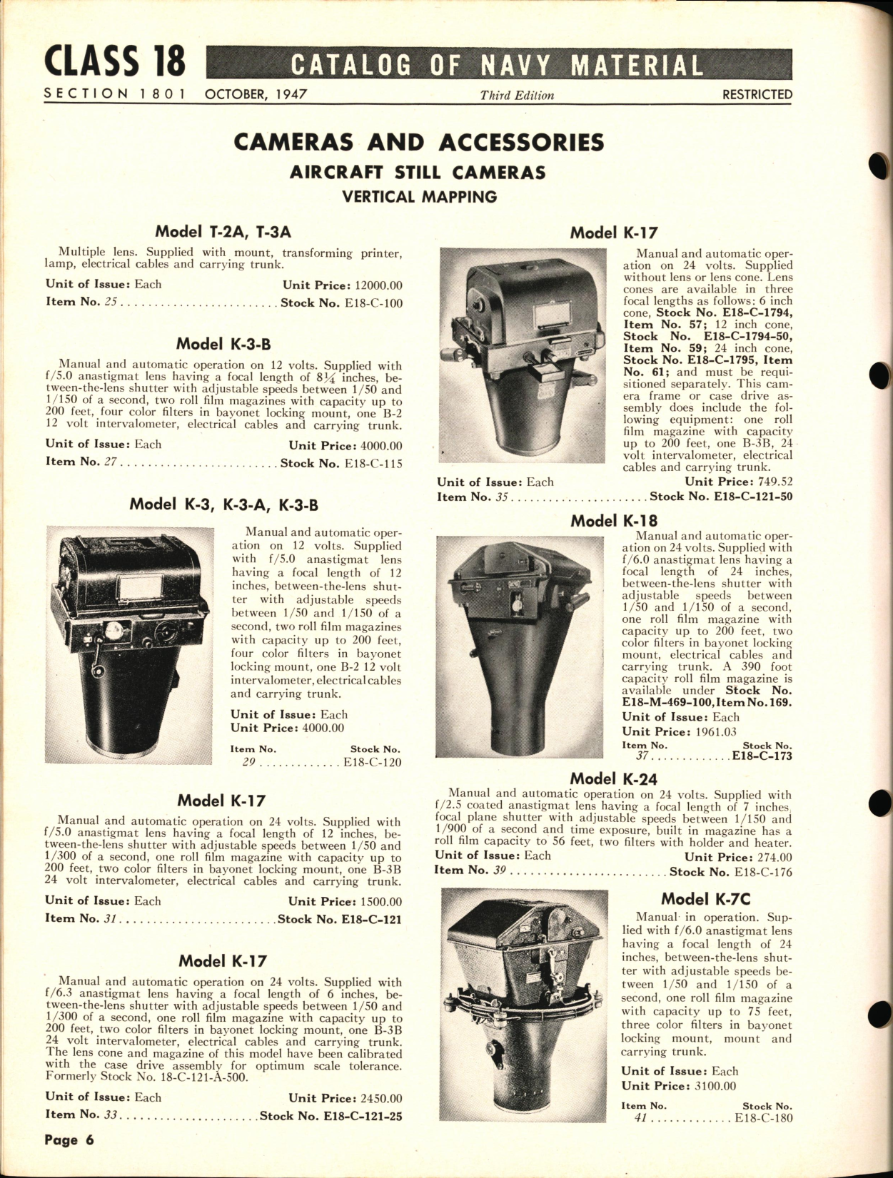 Sample page 6 from AirCorps Library document: Photographic Equipment and Supplies