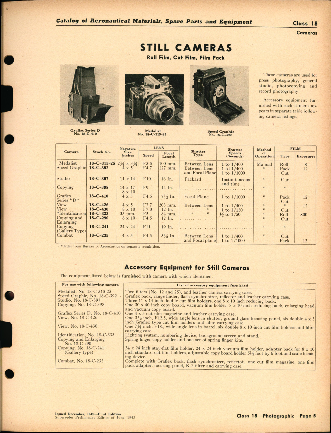 Sample page 5 from AirCorps Library document: Photographic Equipment and Supplies