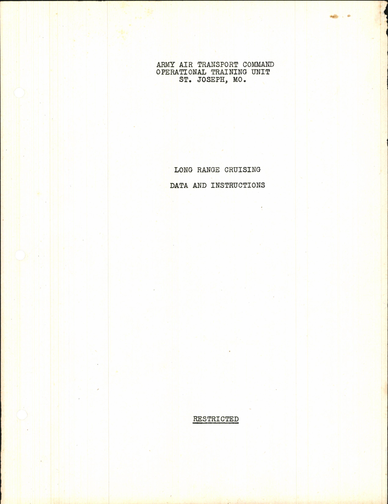 Sample page 1 from AirCorps Library document: Long Range Cruising Data and Instruction