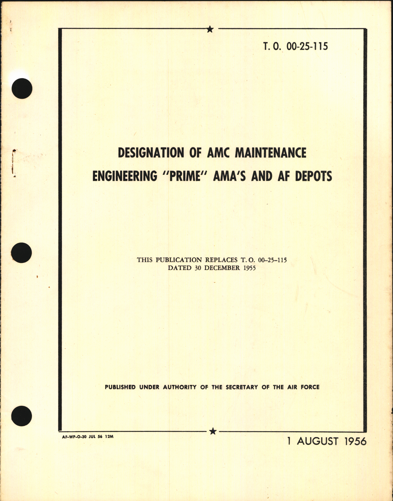 Sample page 1 from AirCorps Library document: Designation of AMC Maintenance Engineering 