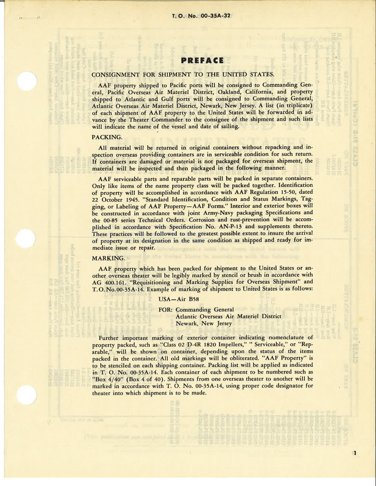 Sample page 3 from AirCorps Library document: List of AAF Property to be Returned to the United States