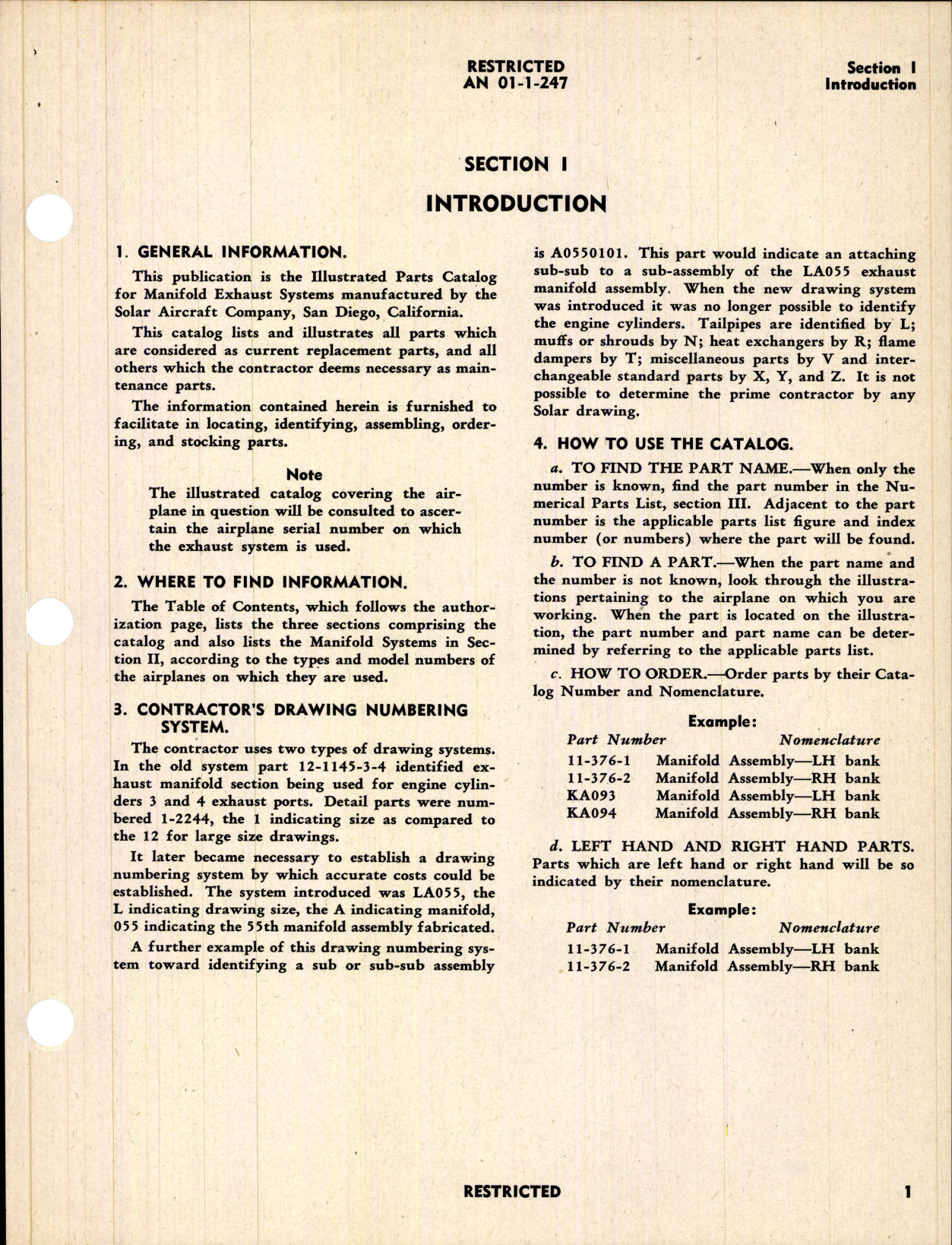 Sample page 5 from AirCorps Library document: Parts Catalog for Manifold Exhaust Systems (Solar)