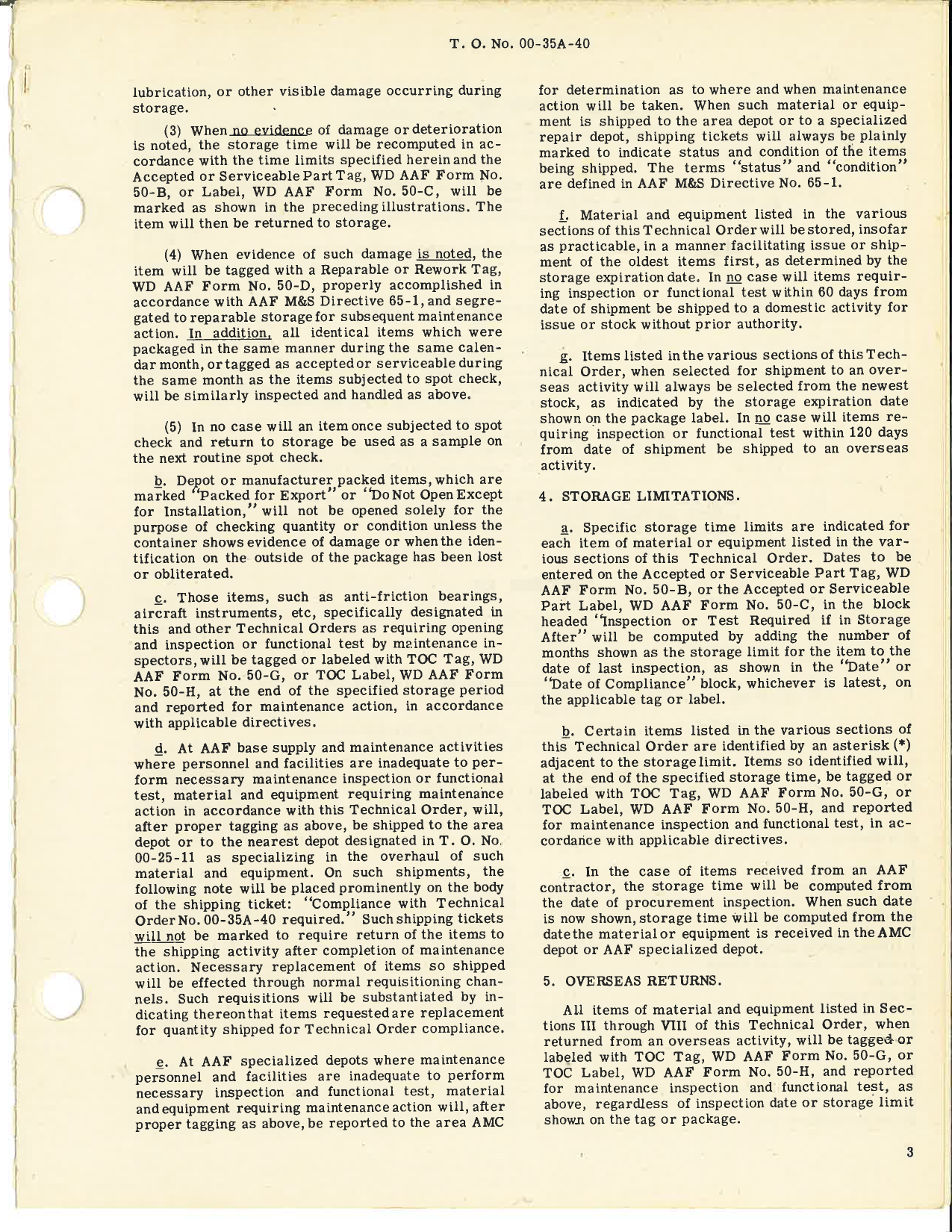 Sample page 5 from AirCorps Library document: Inspection and Functional Test of AAF Material and Equipment in Storage