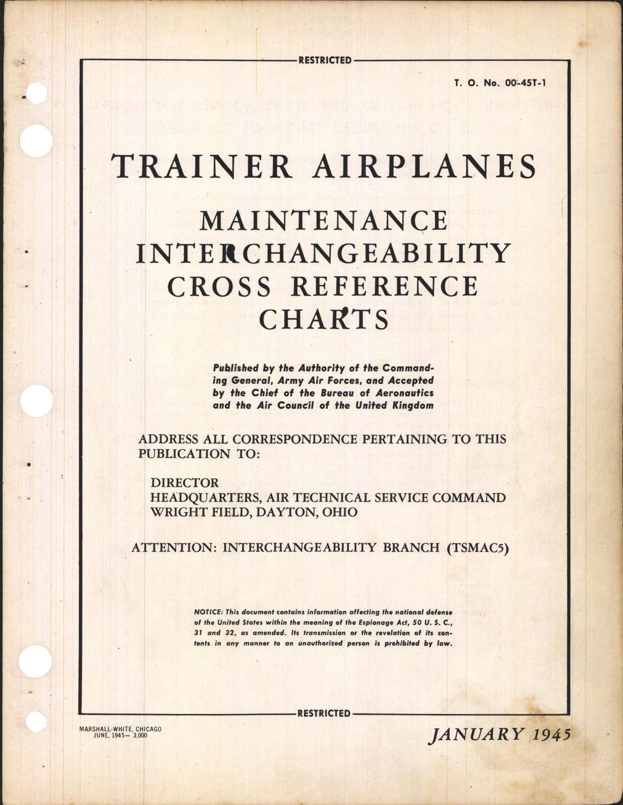 Sample page 3 from AirCorps Library document: Trainer Airplanes Interchangeability and Cross Reference Charts for Airplanes, engines, Parts and Accessories