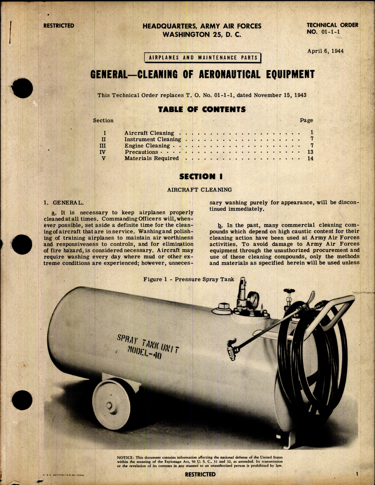 Sample page 1 from AirCorps Library document: Airplanes and Maintenance Parts for Cleaning of Aeronautical Equipment