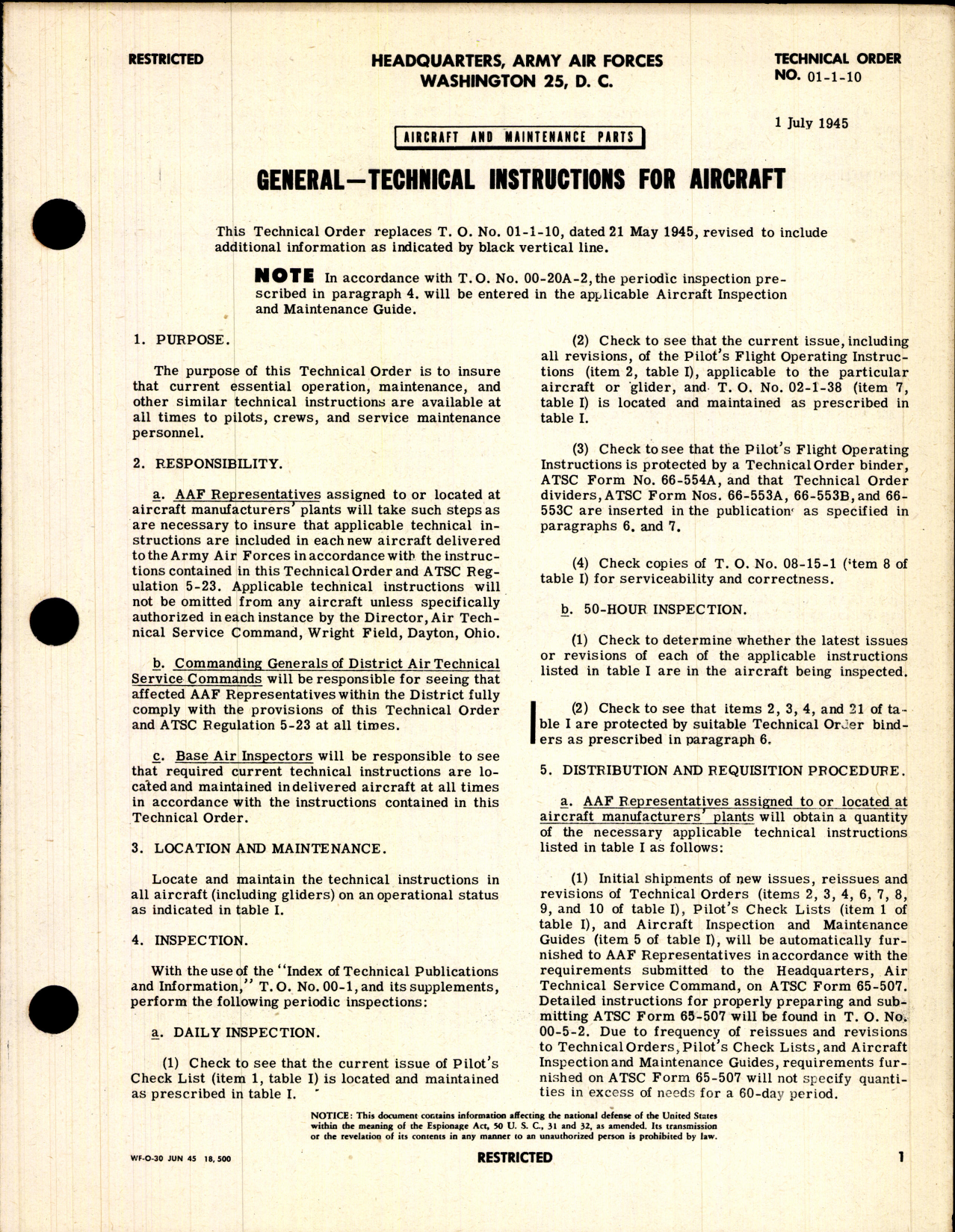 Sample page 1 from AirCorps Library document: Aircraft and Maintenance Parts for Technical Aircraft Instructions