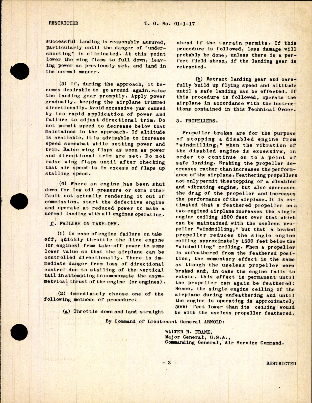 Sample page 3 from AirCorps Library document: Airplanes and Maintenance Parts for Flying Multiengined Airplanes with One or More Engines Useless