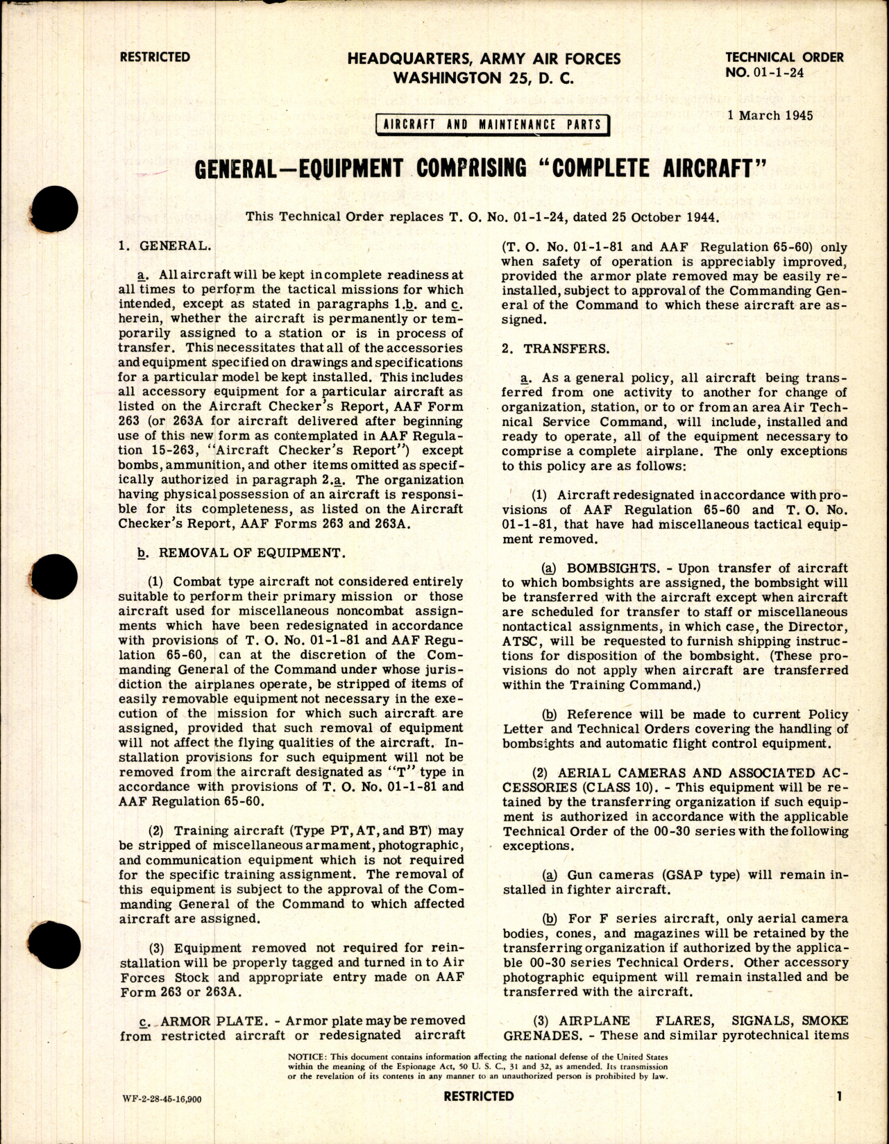 Sample page 1 from AirCorps Library document: Aircraft and Maintenance Parts for General Equipment Comprising 