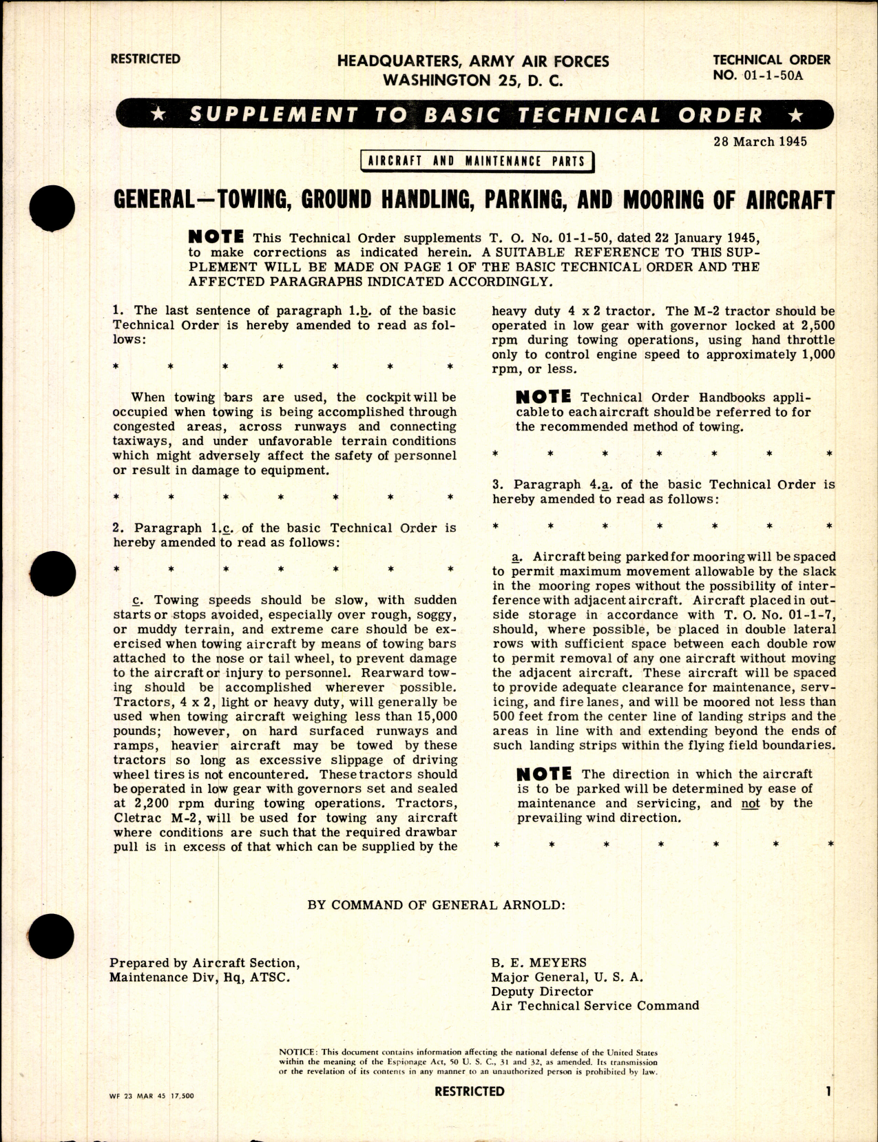 Sample page 1 from AirCorps Library document: Aircraft and Maintenance Parts for Towing, Ground Handling, Parking and Mooring of Aircraft