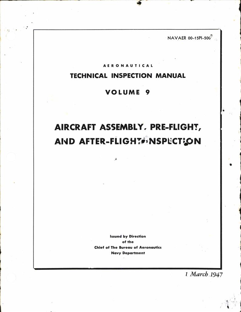 Aeronautical Technical Inspection Manual Volume 9, Aircraft Assembly