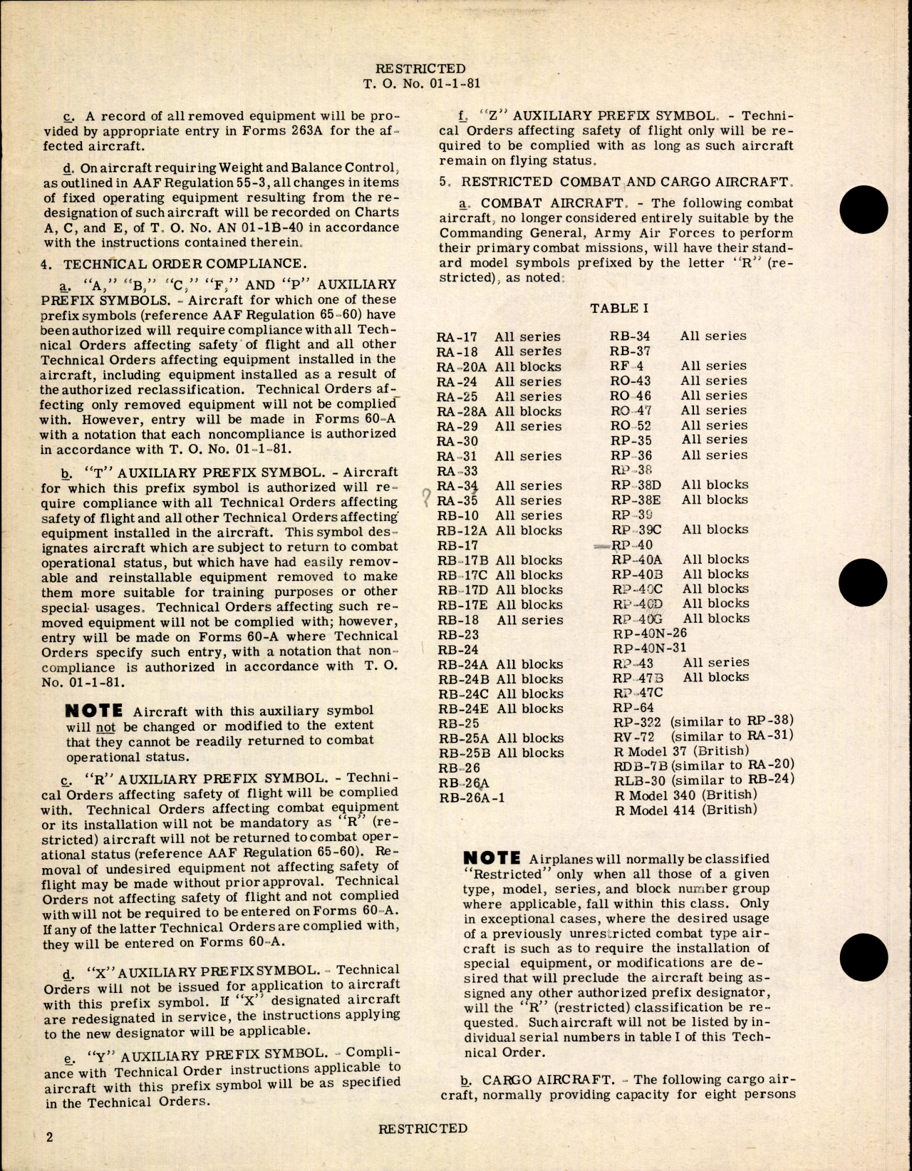 Sample page  2 from AirCorps Library document: Aircraft and Maintenance Parts; Reclassification of Aircraft