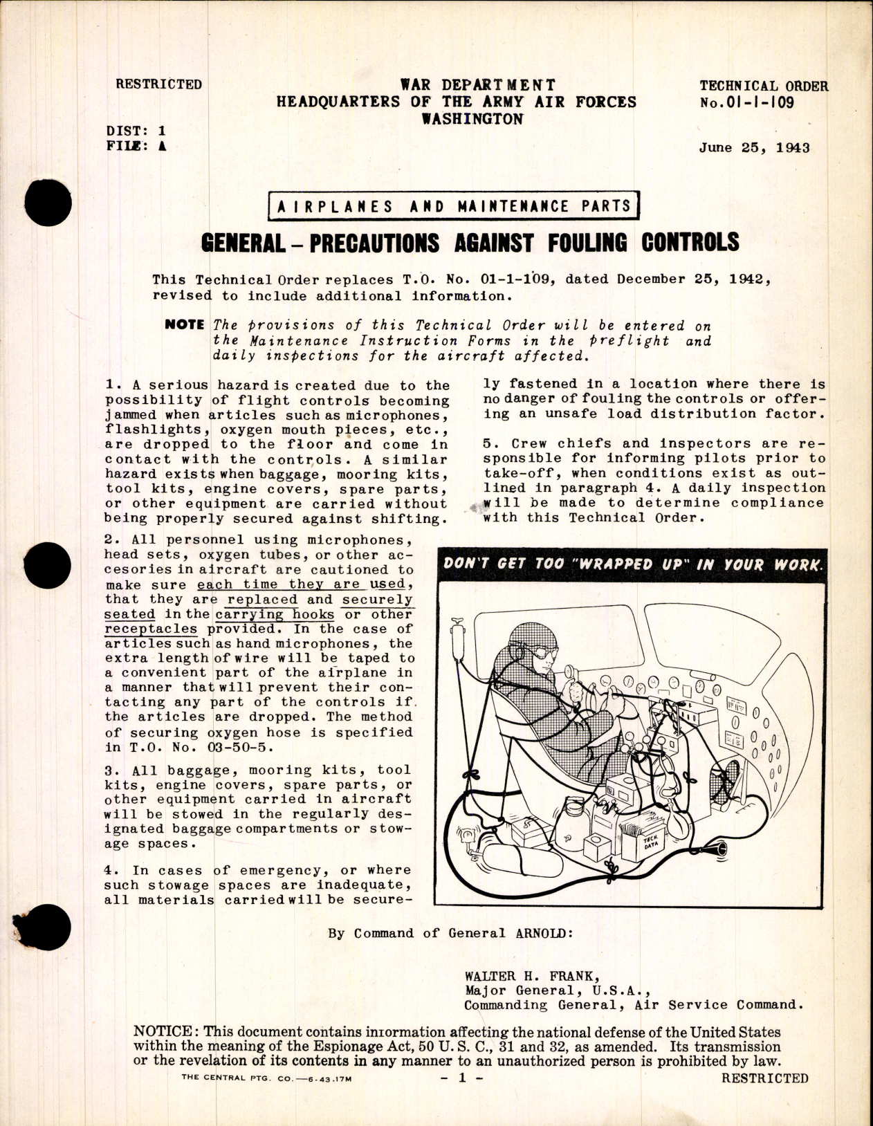 Sample page 1 from AirCorps Library document: Airplanes and Maintenance Parts; Precautions Against Fouling Controls