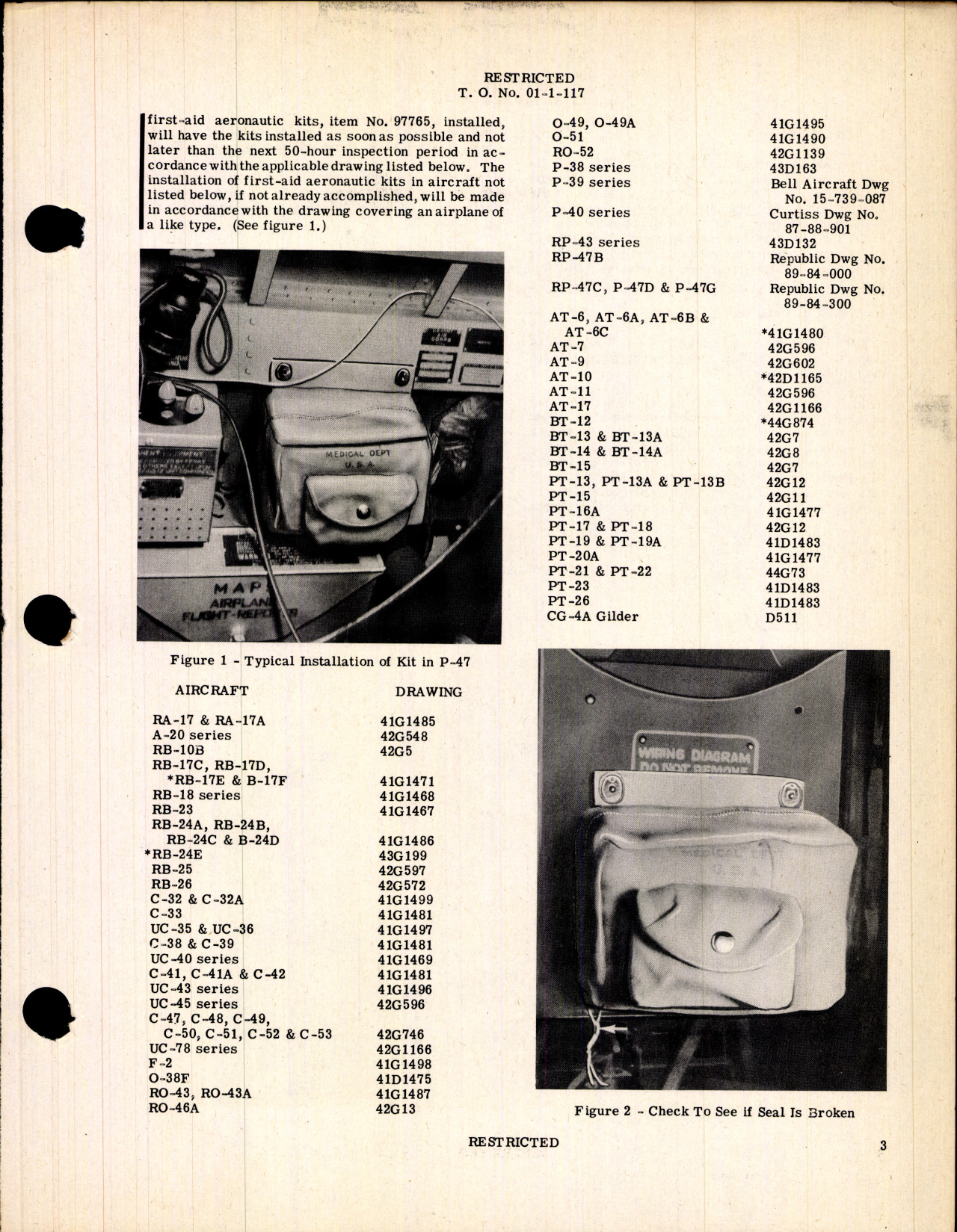 Sample page 3 from AirCorps Library document: Airplanes and Maintenance Parts; Installation, Use, and Inspection of First-Aid Aeronautic Kits