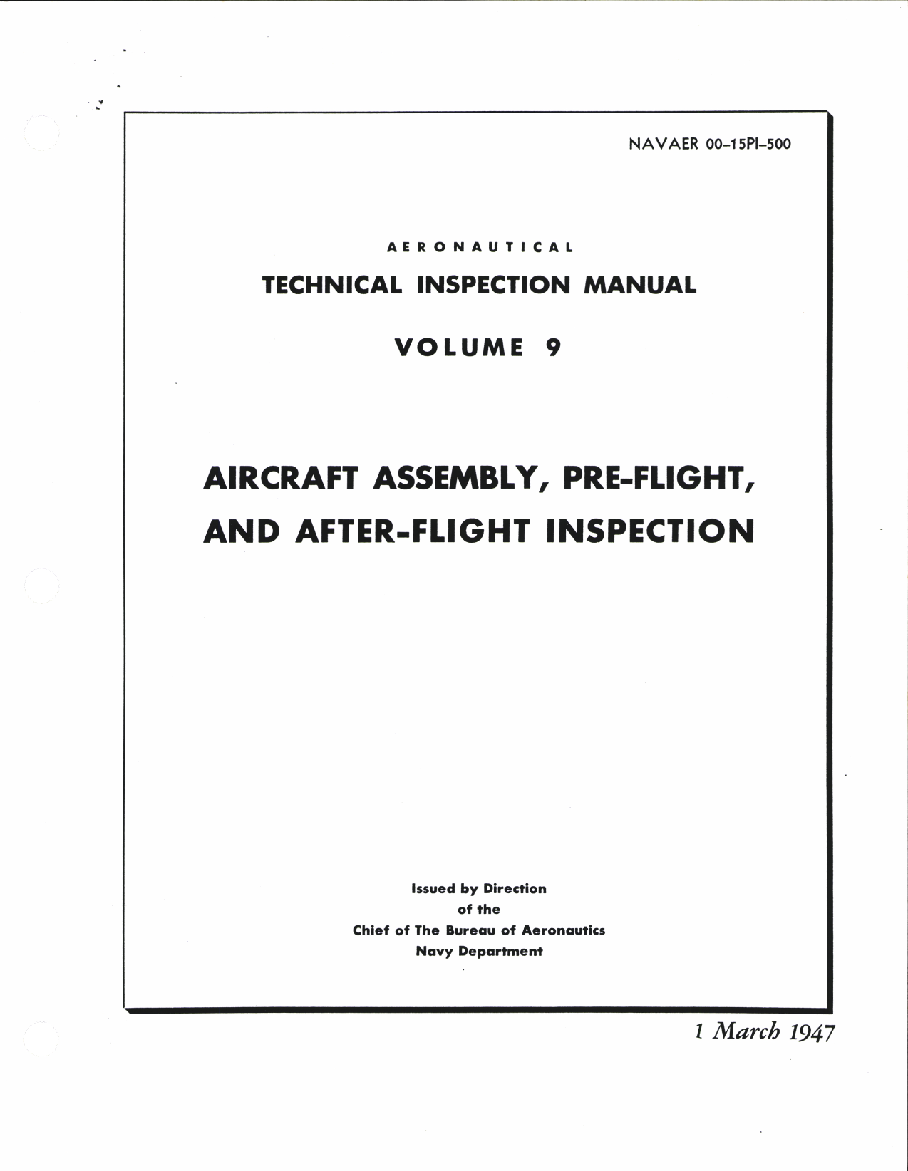 Sample page 1 from AirCorps Library document: Aeronautical Inspection Manual volume 9 for Aircraft Assembly, Pre-Flight and After-Flight Inspection