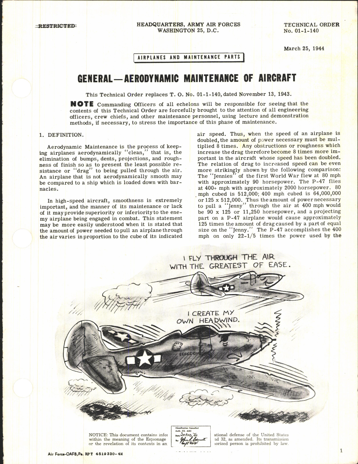 Sample page 1 from AirCorps Library document: Airplanes and Maintenance Parts; Aerodynamic Maintenance of Aircraft