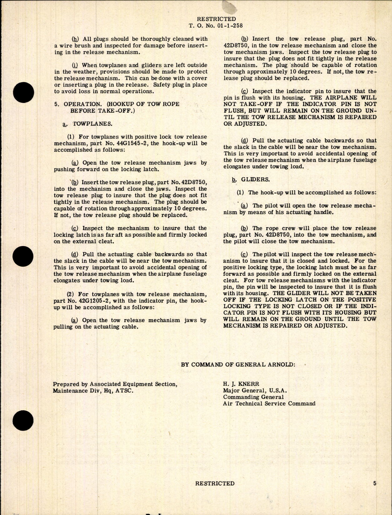 Sample page 5 from AirCorps Library document: Installation, Maintenance, Inspection, and Operation of Glider Tow release Mechanisms