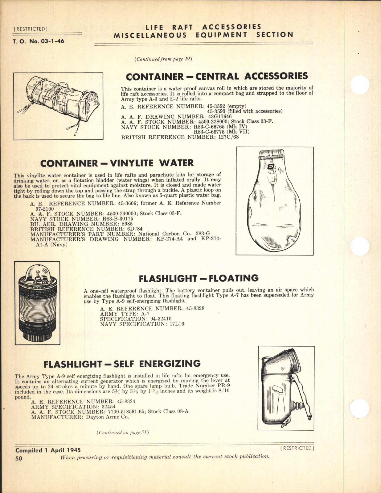 Sample page 70 from AirCorps Library document: Index of Army-Navy Aeronautical Equipment; Miscellaneous