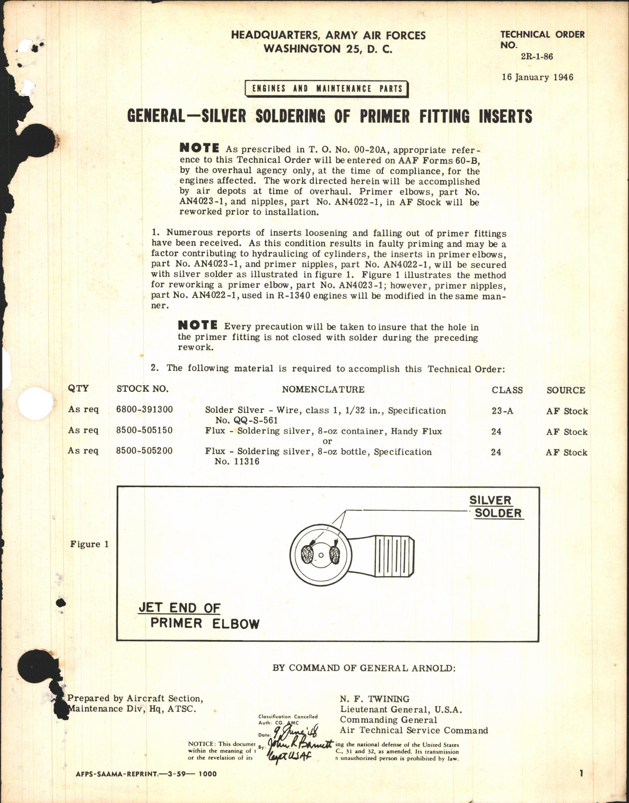 Sample page 1 from AirCorps Library document: Silver Soldering of Primer Fitting Inserts 
