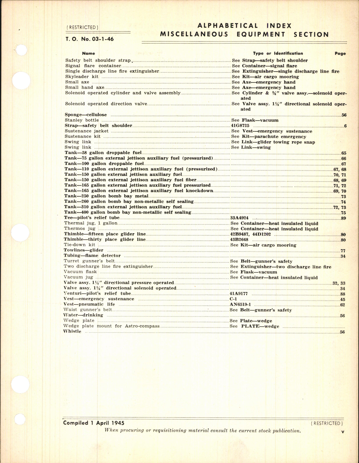 Sample page 7 from AirCorps Library document: Index of Army-Navy Miscellaneous Aeronautical Equipment 