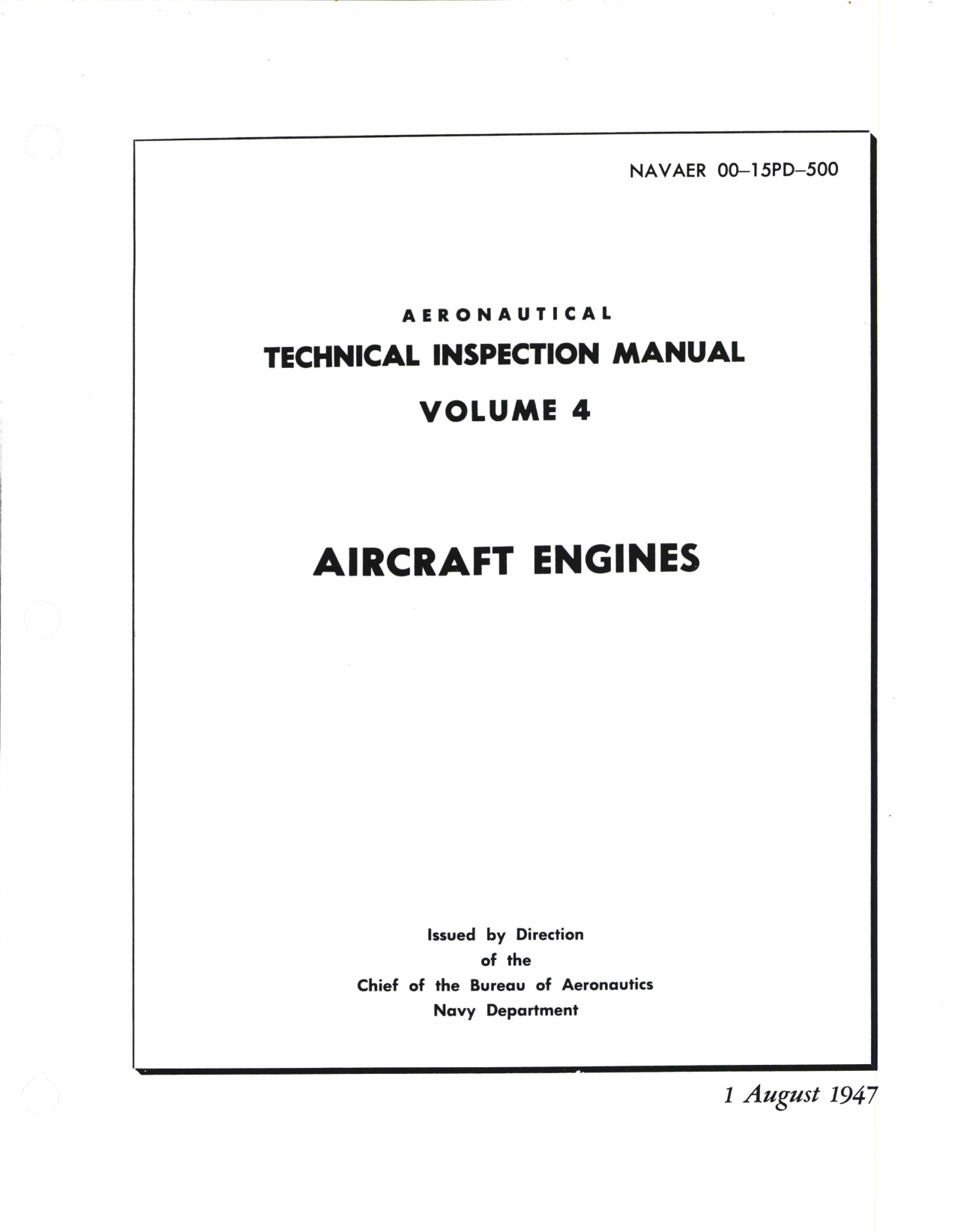 Sample page 1 from AirCorps Library document: Aeronautical Technical Inspection Manual Volume 4, Aircraft Engine