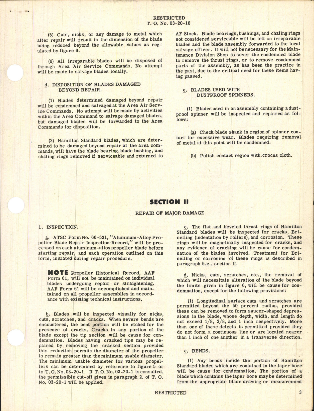 Sample page 7 from AirCorps Library document: Propellers and Accessories; Inspection, Repair, and Disposition of Damaged Aluminum-Alloy Propeller Blades