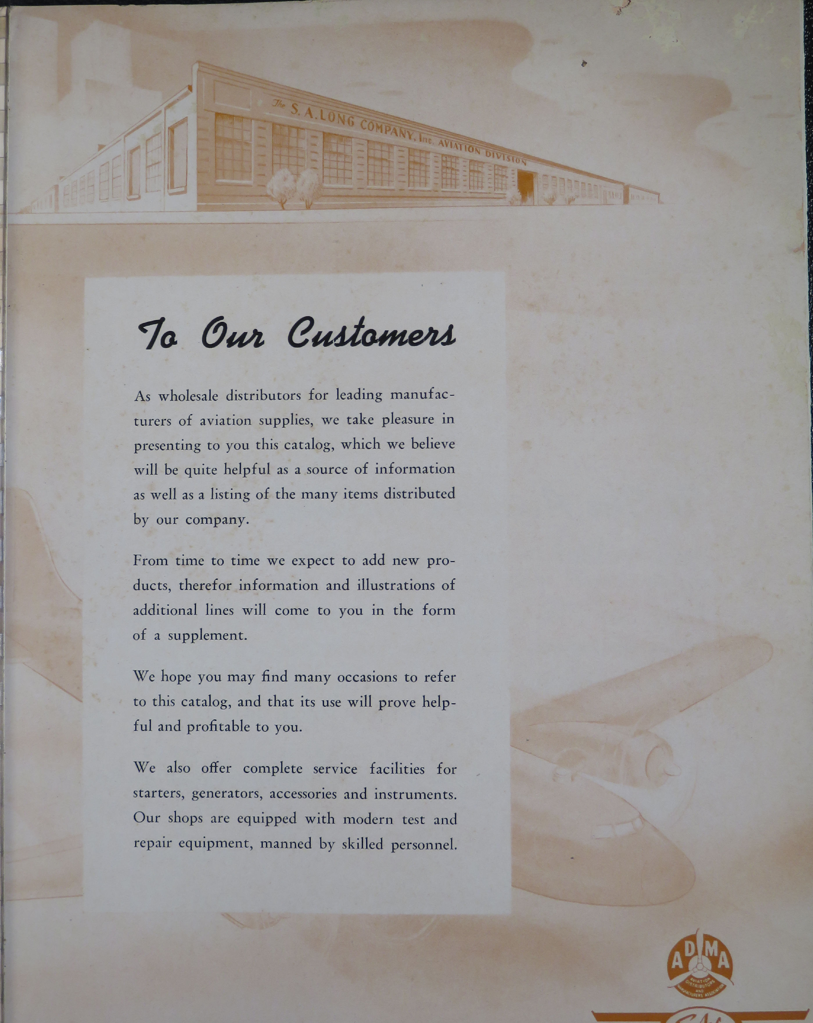 Sample page 3 from AirCorps Library document: S.A. Long Company; Aircraft Supplies