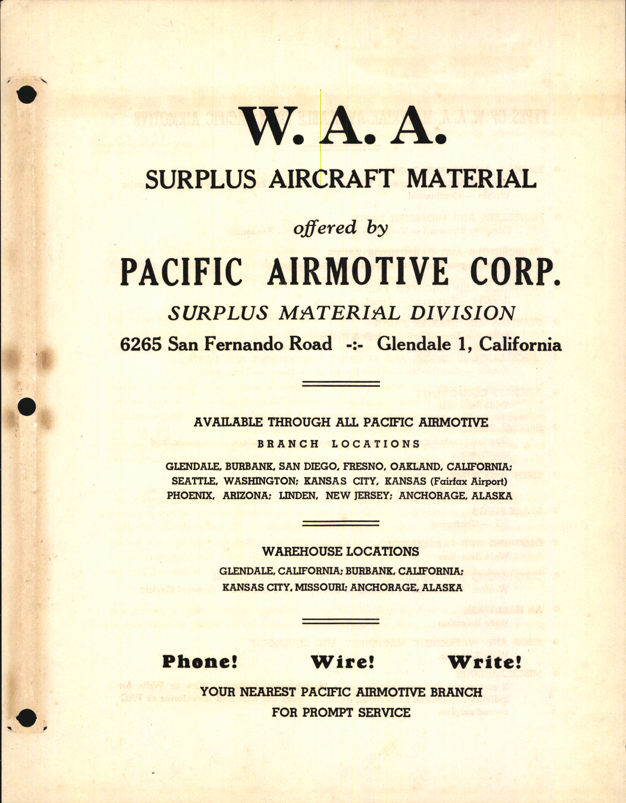 Sample page 3 from AirCorps Library document: W.A.A. Government Surplus, Aviation Parts and Supplies