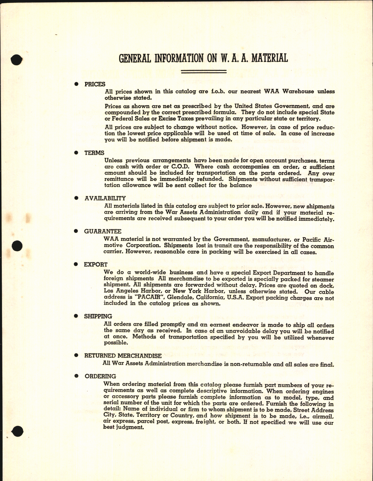 Sample page 5 from AirCorps Library document: W.A.A. Government Surplus, Aviation Parts and Supplies