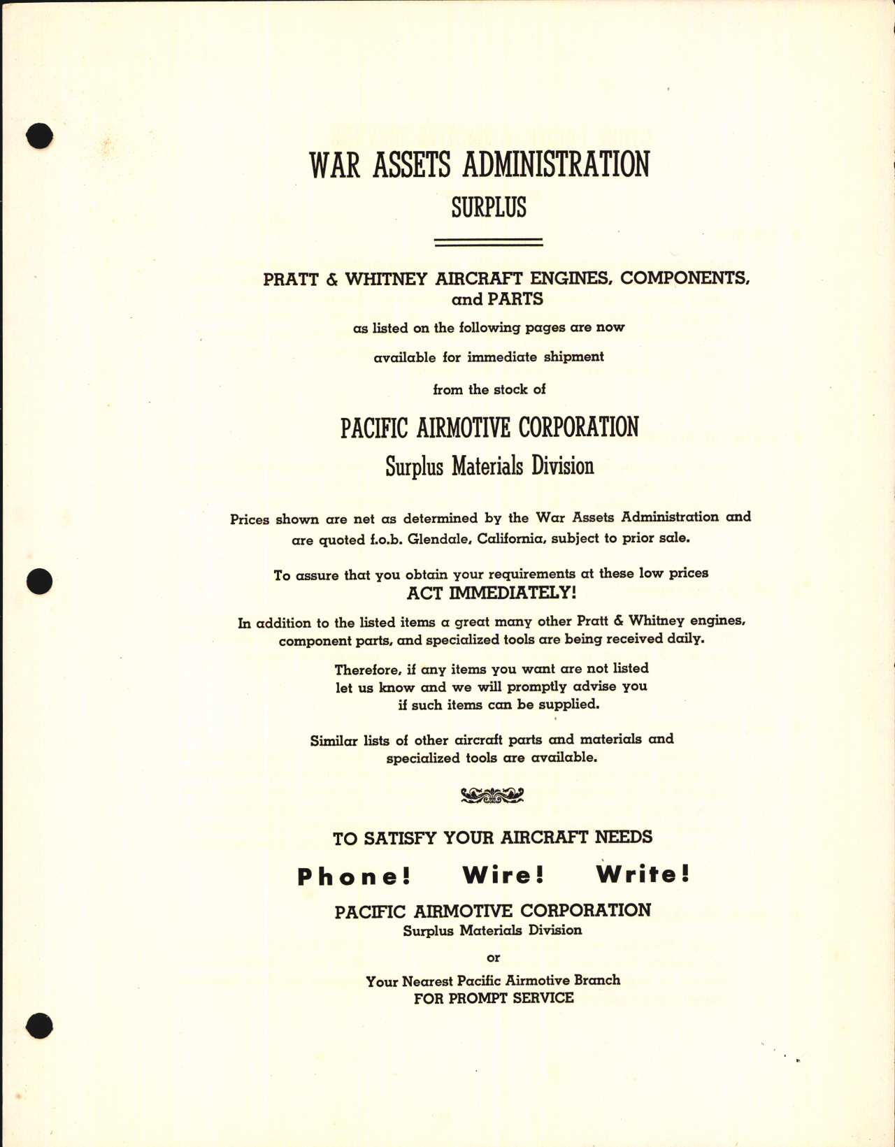 Sample page 7 from AirCorps Library document: W.A.A. Government Surplus, Aviation Parts and Supplies