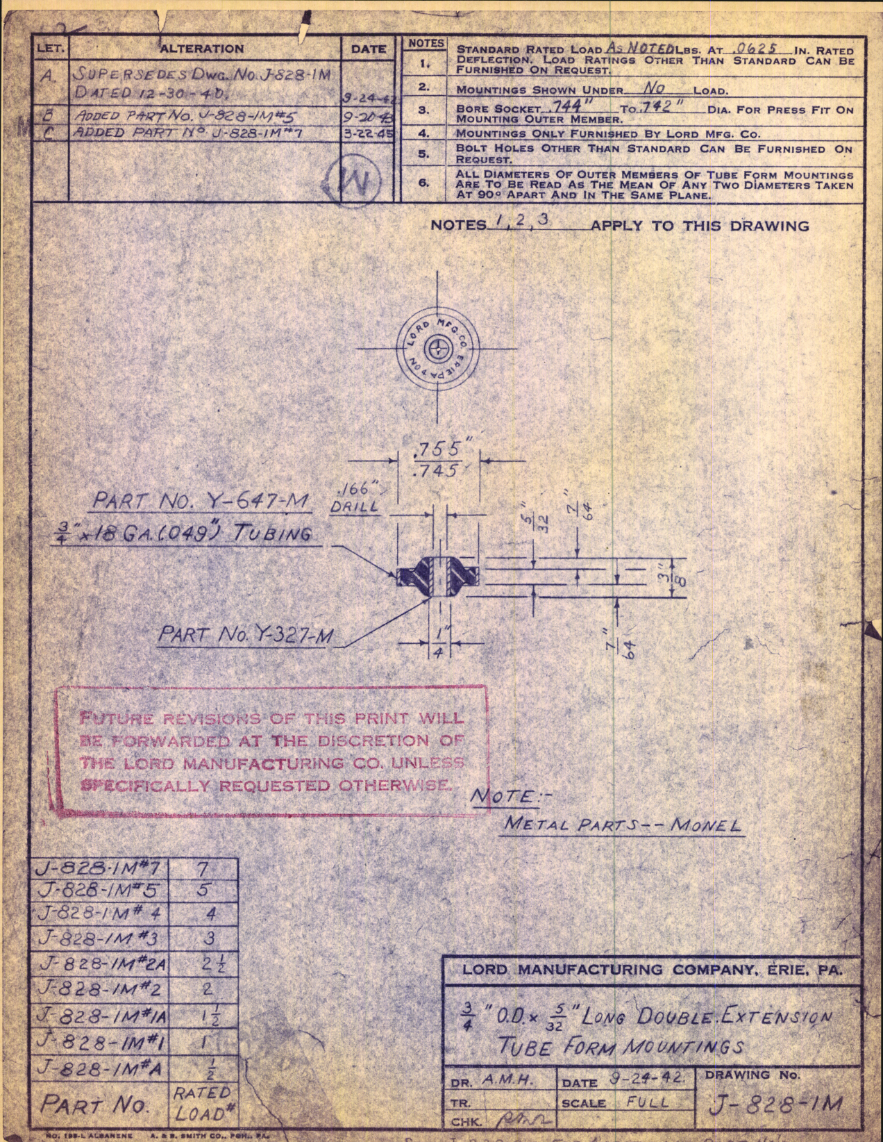 Sample page 1 from AirCorps Library document: Lord Manufacturing; Bonded Rubber Sandwich Mounting and Tube Form Mounting