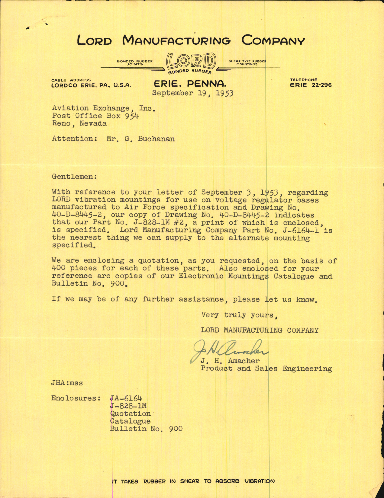 Sample page 7 from AirCorps Library document: Lord Manufacturing; Bonded Rubber Sandwich Mounting and Tube Form Mounting