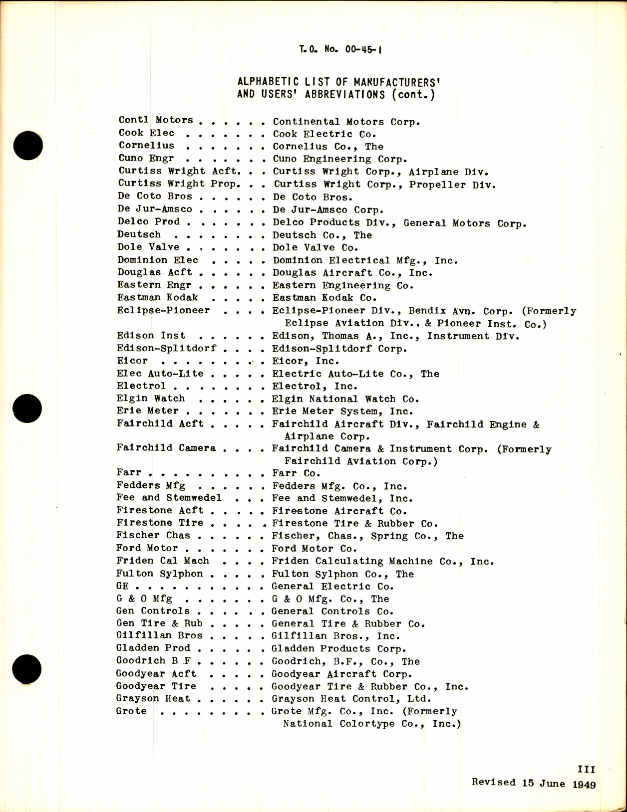 Sample page 5 from AirCorps Library document: Interchangeability Charts - Accessories for Aircraft Engines