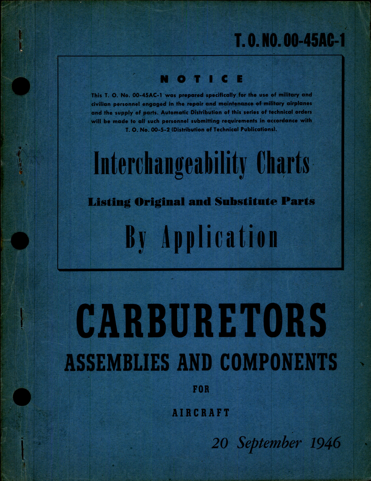 Sample page 1 from AirCorps Library document: Interchangeability Charts - Carburetors Assemblies and Components for Aircraft