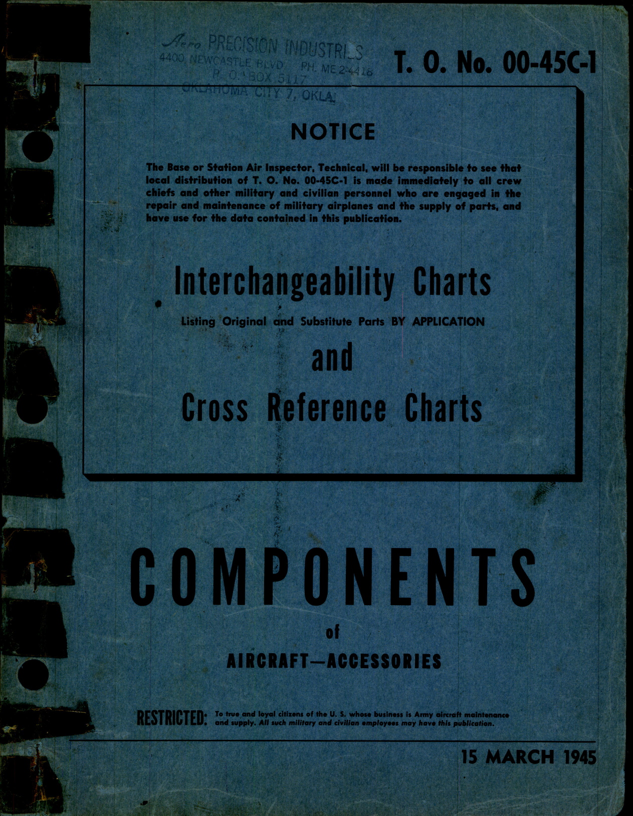 Sample page 1 from AirCorps Library document: Interchangeability Charts - Components of Aircraft - Accessories