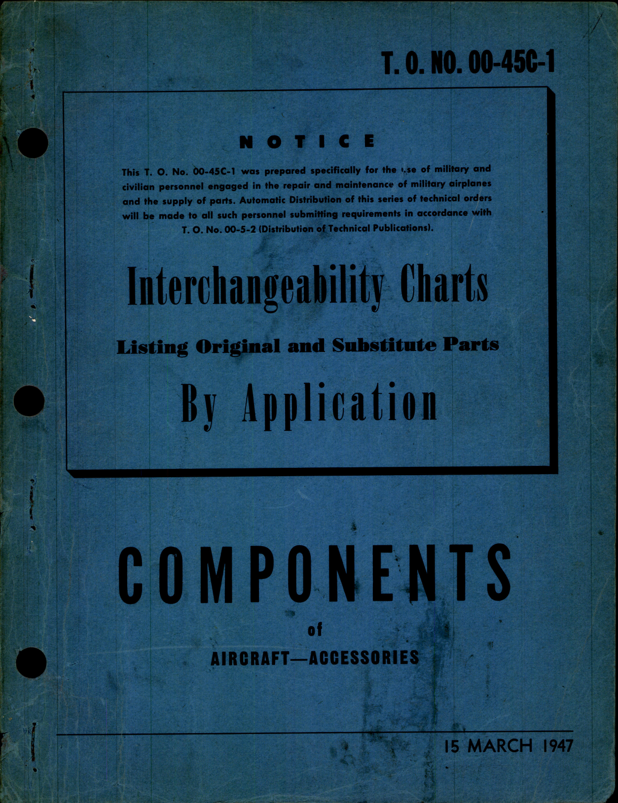 Sample page 1 from AirCorps Library document: Interchangeability Charts - Components of Aircraft - Accessories